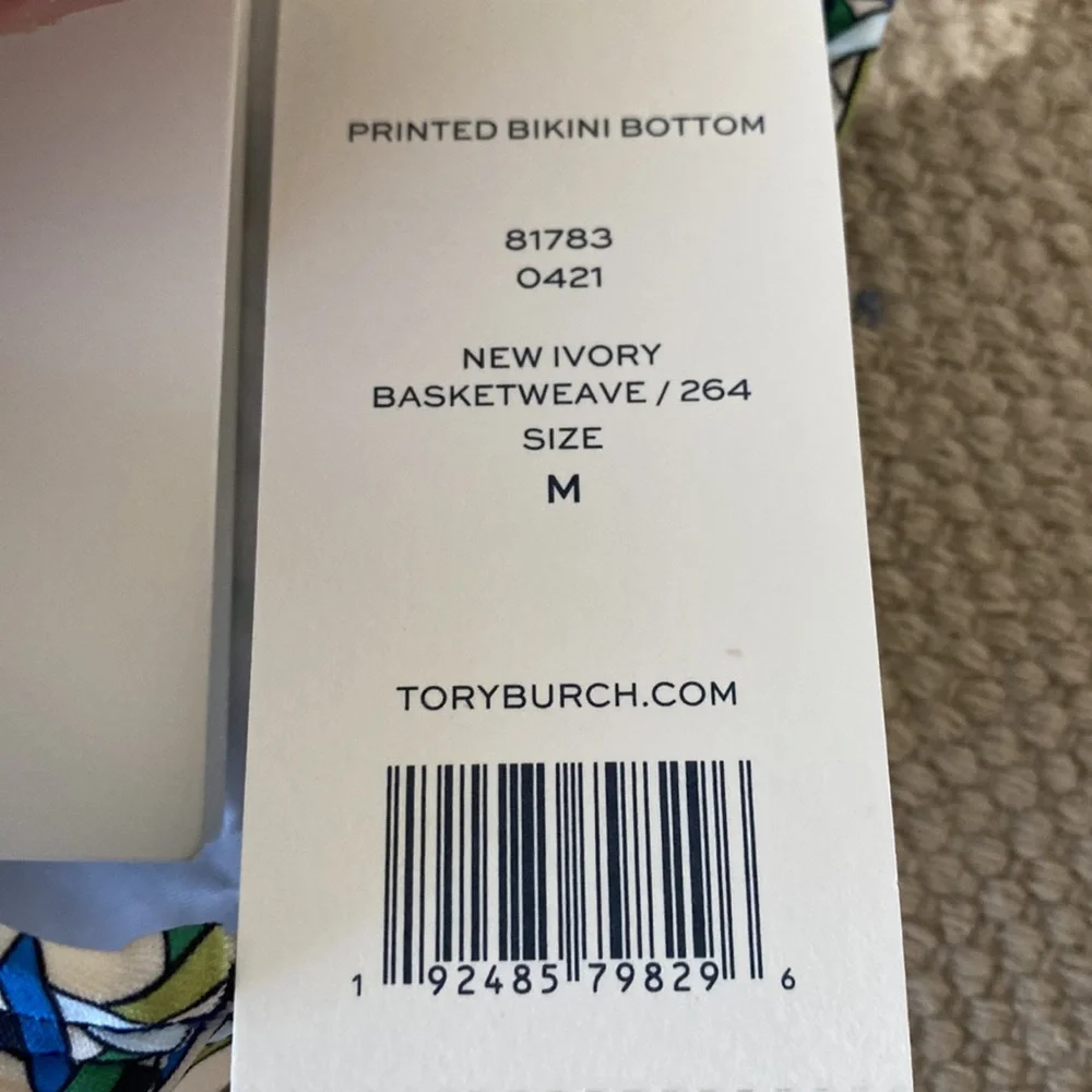 “Tory Burch” basket weave print bikini bottoms; medium
